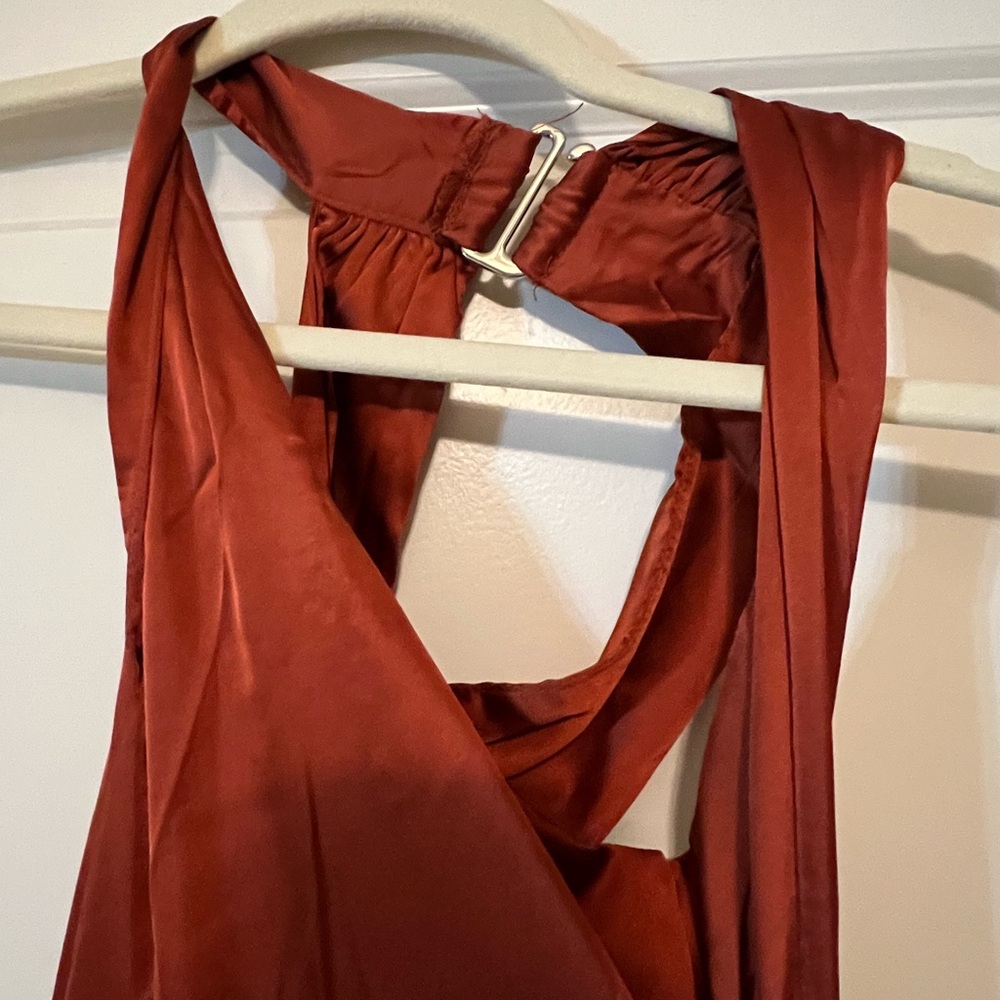 Maxi satin auburn dress